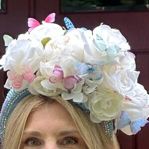 Floral and Butterfly Headband + Bow Tie - Perfect for the Kentucky Derby!